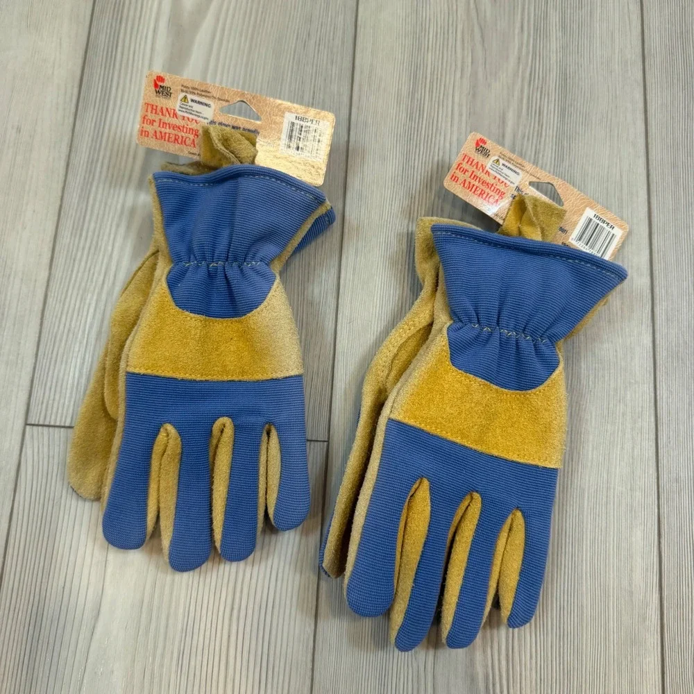 Lot of 2 NWT MidWest USA Sewn Womens Premium Leather Suede Work Gloves Large